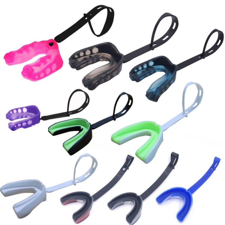 Mouthguard Braces Boxing Taekwondo Combat Protective Gear With Lanyard, Style: Transparent, Medium (Black), Medium (Blue), Medium (Purple), Medium (Pink), Large (Black), Large (Blue), Large (Purple), Large (Pink), Black Green, White Green, Transparent