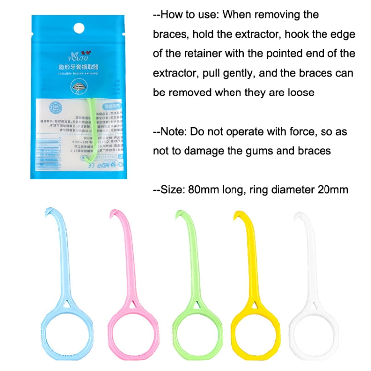 YOUTU 3pcs Invisible Braces Extractor Picking Hooks And Removing, White, Green, Yellow, Light Blue, Pink