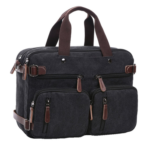 Casual Canvas Three-Purpose Business Briefcase Computer Bag, Black Large, Coffee Large, Khaki Large, Dark Blue Large, Gray Large, Black Small, Coffee Small, Khaki Small, Dark Blue Small, Gray Small