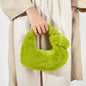 H6725 Autumn and Winter Rabbit Fleece Handbag Knotted Plush Tote