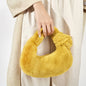 H6725 Autumn and Winter Rabbit Fleece Handbag Knotted Plush Tote