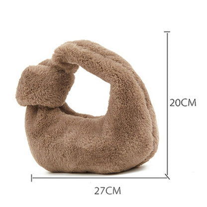 H6725 Autumn and Winter Rabbit Fleece Handbag Knotted Plush Tote