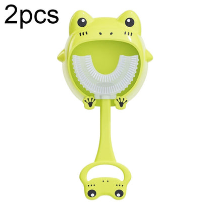 S8 2pcs Children Cartoon Animal Manual U-shaped Silicone Toothbrush for 2-12 Years Old