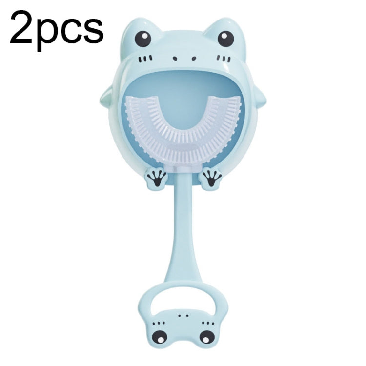 S8 2pcs Children Cartoon Animal Manual U-shaped Silicone Toothbrush for 2-12 Years Old