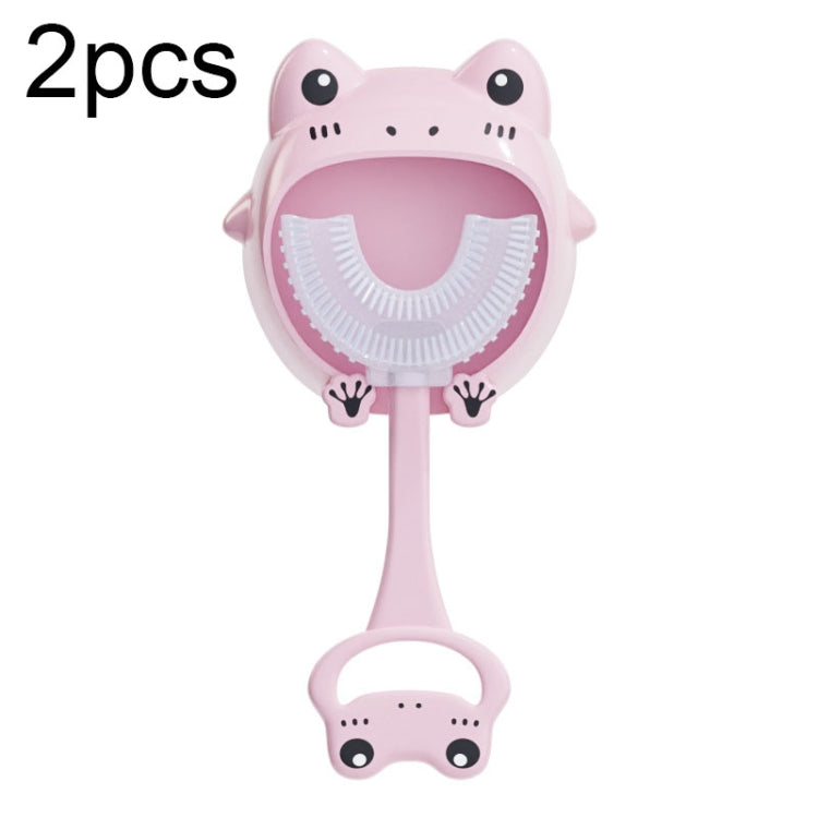 S8 2pcs Children Cartoon Animal Manual U-shaped Silicone Toothbrush for 2-12 Years Old