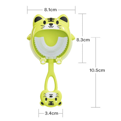 S8 2pcs Children Cartoon Animal Manual U-shaped Silicone Toothbrush for 2-12 Years Old