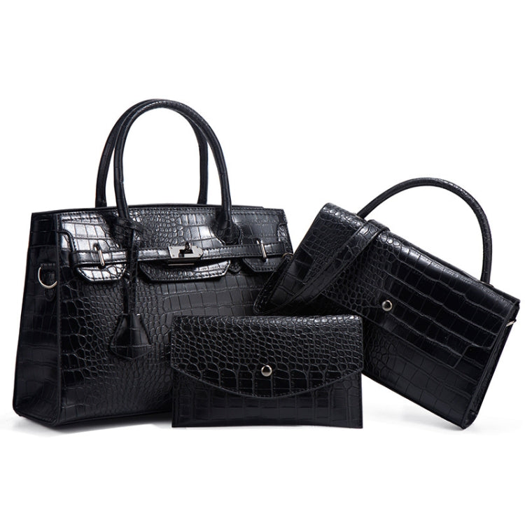 3 In 1 Crocodile Print Diagonal Cross-Body Bag Large Capacity Tote Bag