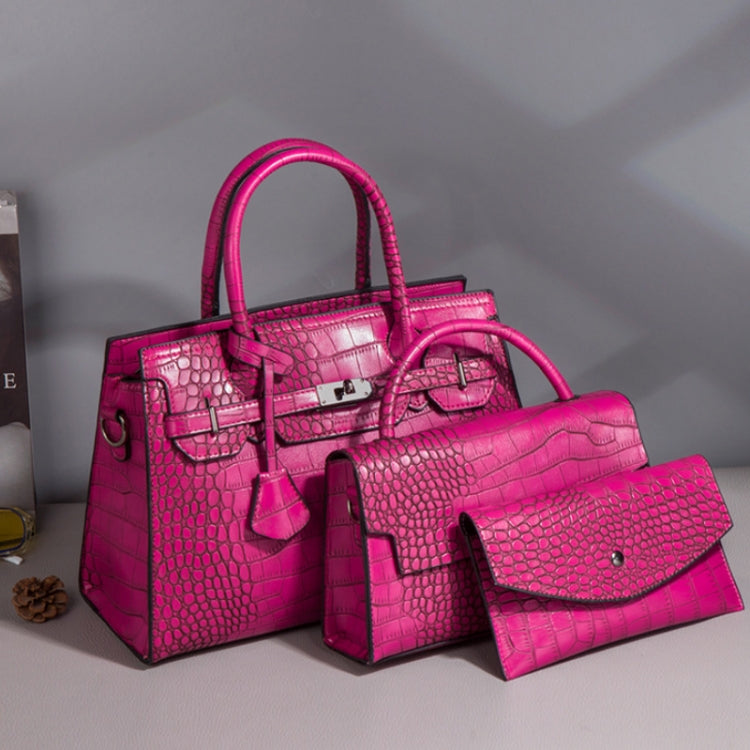 3 In 1 Crocodile Print Diagonal Cross-Body Bag Large Capacity Tote Bag