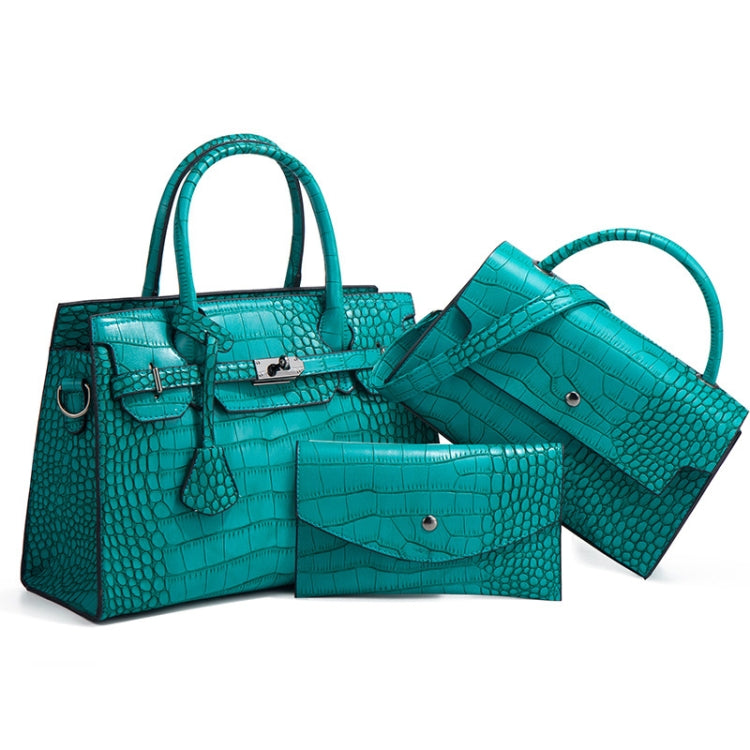3 In 1 Crocodile Print Diagonal Cross-Body Bag Large Capacity Tote Bag