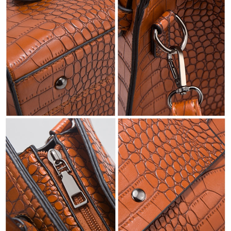 3 In 1 Crocodile Print Diagonal Cross-Body Bag Large Capacity Tote Bag