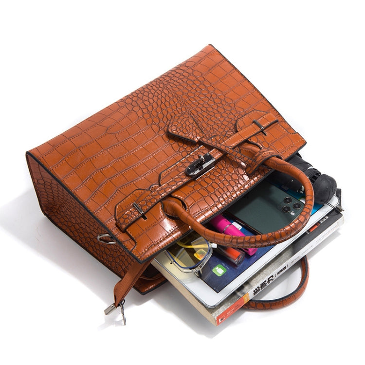 3 In 1 Crocodile Print Diagonal Cross-Body Bag Large Capacity Tote Bag