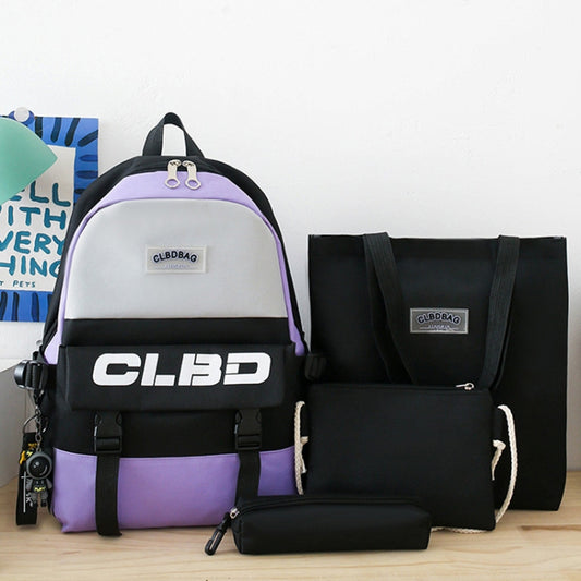 4 In 1 Students Lightweight Shoulder Bag Backpack Large Capacity Schoolbag, 4 In 1 Purple, 4 In 1 Green, 4 In 1 Blue, 4 In 1 Pink