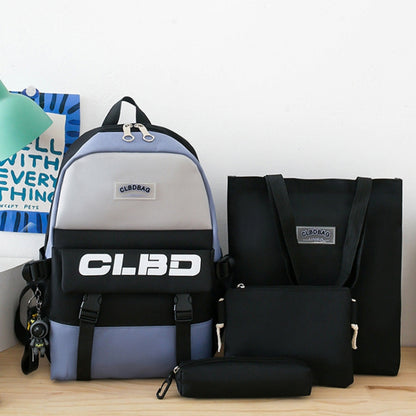 4 In 1 Students Lightweight Shoulder Bag Backpack Large Capacity Schoolbag, 4 In 1 Purple, 4 In 1 Green, 4 In 1 Blue, 4 In 1 Pink