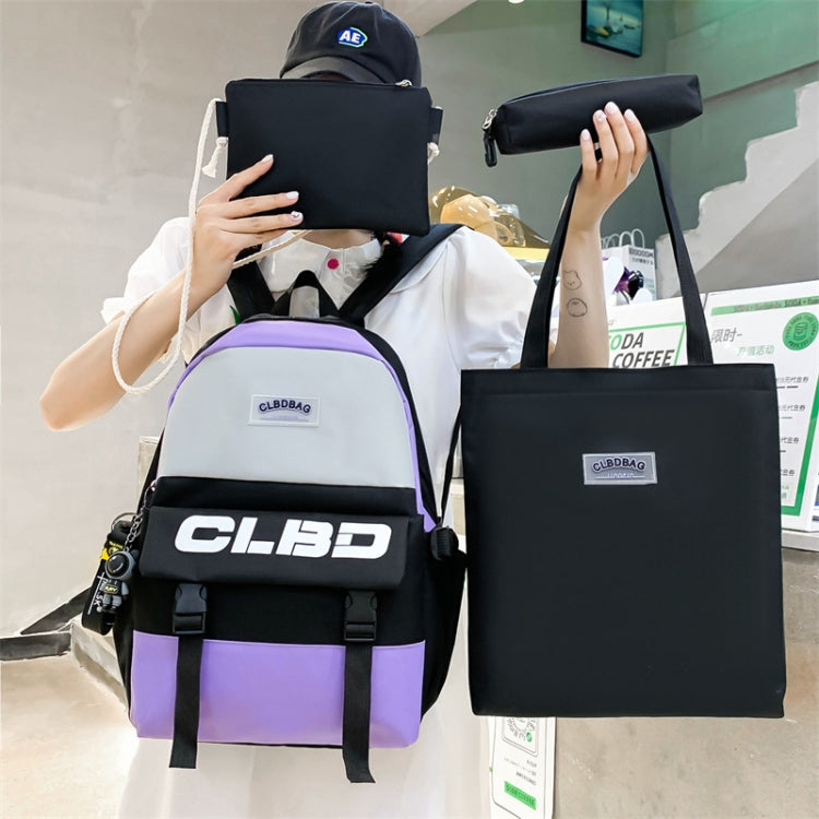 4 In 1 Students Lightweight Shoulder Bag Backpack Large Capacity Schoolbag, 4 In 1 Purple, 4 In 1 Green, 4 In 1 Blue, 4 In 1 Pink