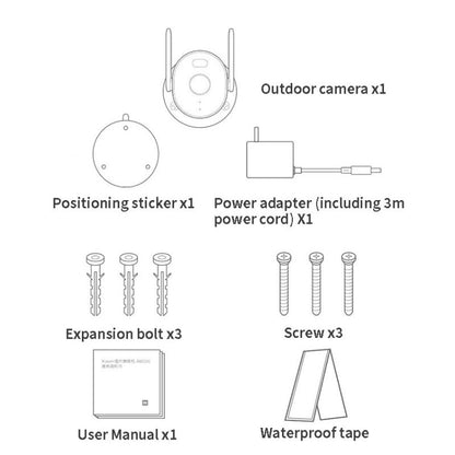 Original Xiaomi AW300 WiFi Smart Outdoor Camera 2K Full Color Night Vision IP66 Waterproof Video Surveillance Webcam, AW300