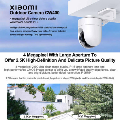 Original Xiaomi CW400 Outdoor Camera 2.5K Ultra HD Smart Full Color Night Vision IP66 Waterproof, US Plug, CW400