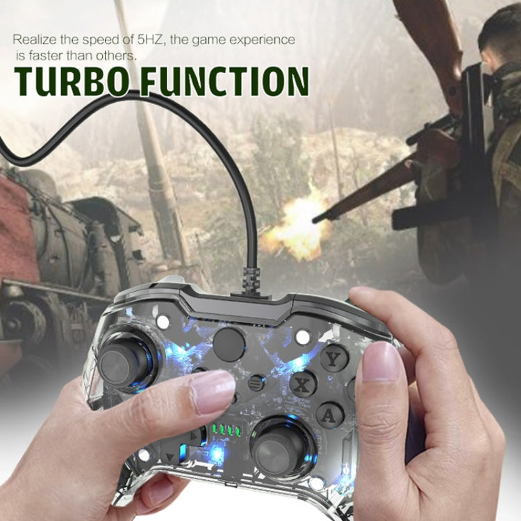 For Microsoft XBOX One / PC XO300 RGB Luminous Wired Gamepad, XO300(Translucent Black), XO300(Transparent), XO300(Translucent Green)