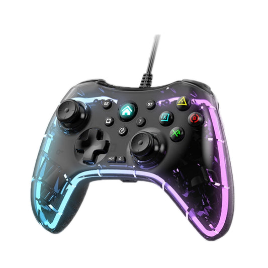 S03 Glare Transparent Wired Gamepad for Nintendo Switch/Sony PS/Computer, Black, White