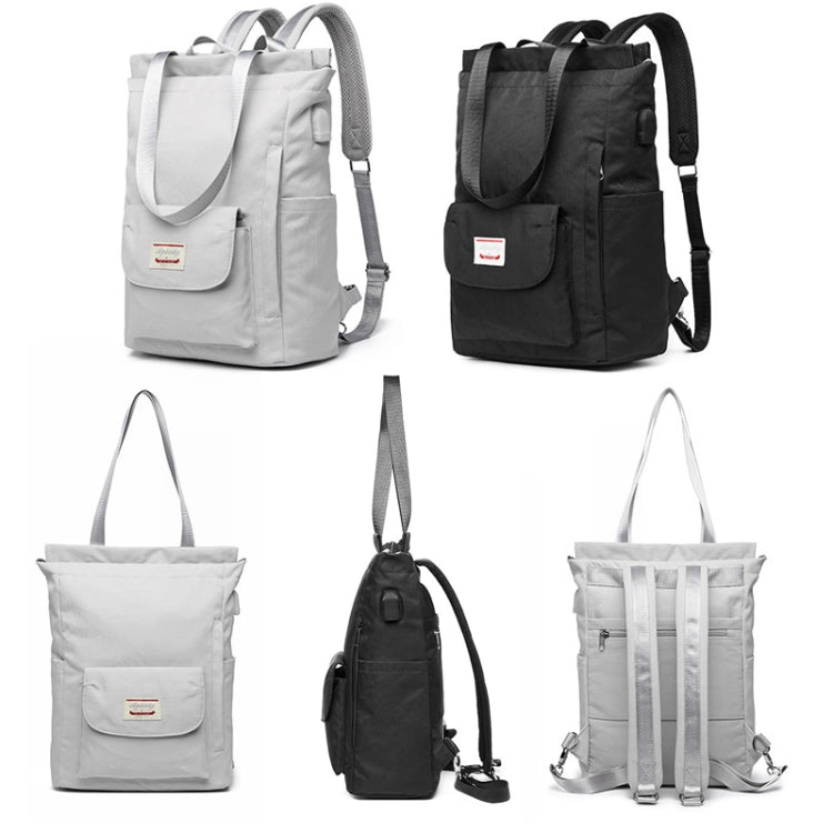 Student Backpack Waterproof USB Laptop Bag, Size:, Medium (Gray), Medium (Black), Large (Gray), Large (Black)