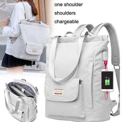 Student Backpack Waterproof USB Laptop Bag, Size:, Medium (Gray), Medium (Black), Large (Gray), Large (Black)