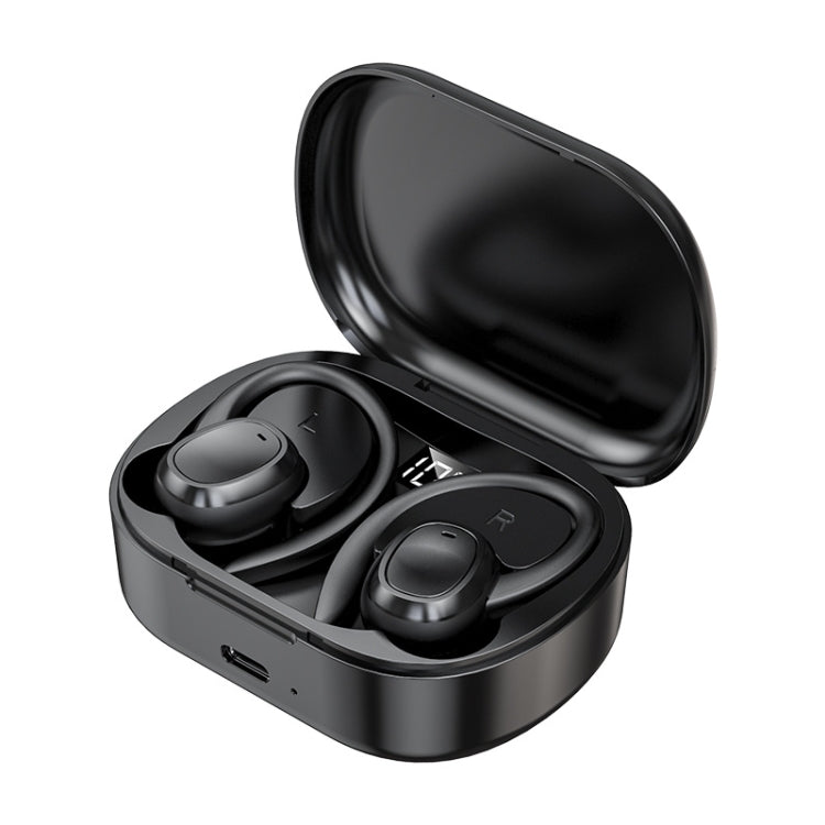 S260 Hanging Ear With Charging Bin Digital Display Stereo Bluetooth Earphones, S260 Black