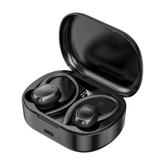 S260 Hanging Ear With Charging Bin Digital Display Stereo Bluetooth Earphones, S260 Black
