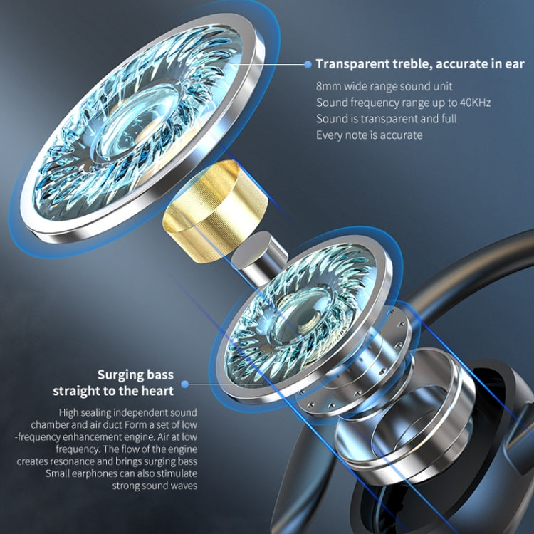 S260 Hanging Ear With Charging Bin Digital Display Stereo Bluetooth Earphones, S260 Black