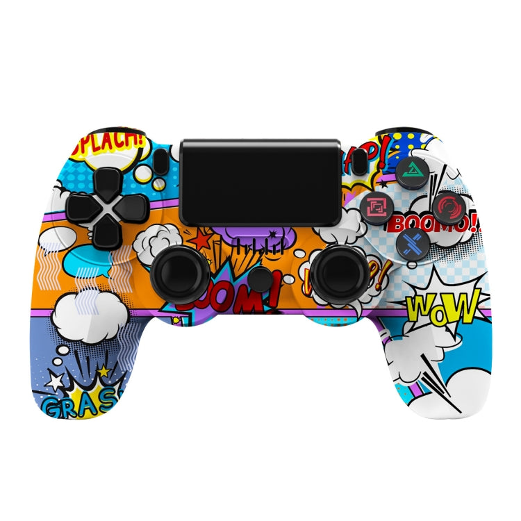 For PS4 Wireless Bluetooth Game Controller With Light Strip Dual Vibration Game Handle, White, Black, Red, Blue, Green, Rose Red, Letter, Line, Fire Ghost, Cartoon, Hulk, Skeleton, Gear, Lightning, Flame, Cloud, Burst, Wood Grain, Star Red
