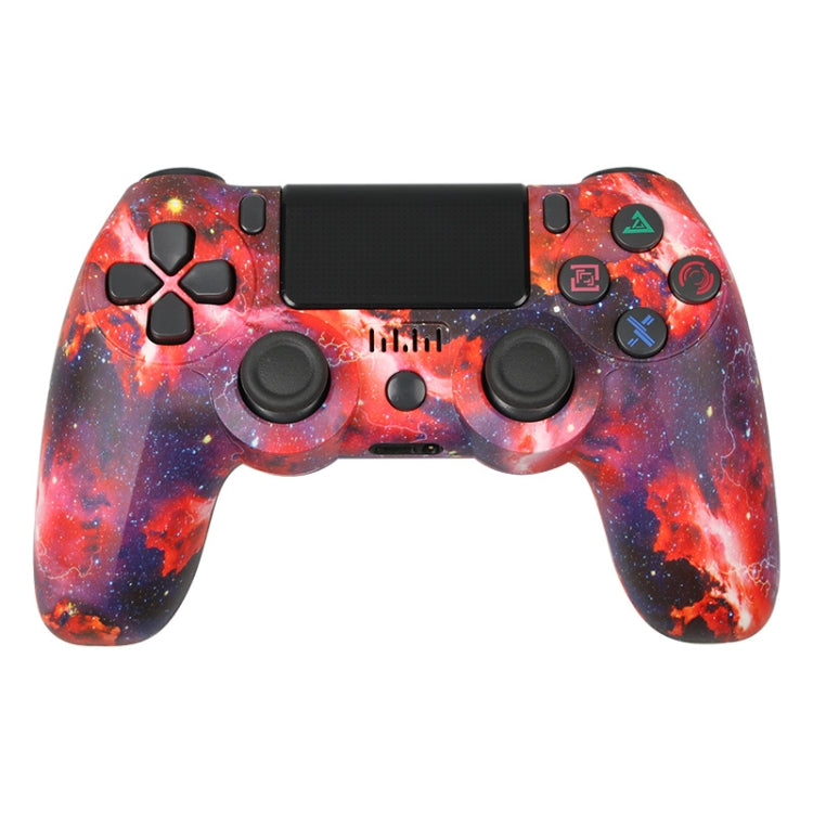 For PS4 Wireless Bluetooth Game Controller With Light Strip Dual Vibration Game Handle, White, Black, Red, Blue, Green, Rose Red, Letter, Line, Fire Ghost, Cartoon, Hulk, Skeleton, Gear, Lightning, Flame, Cloud, Burst, Wood Grain, Star Red