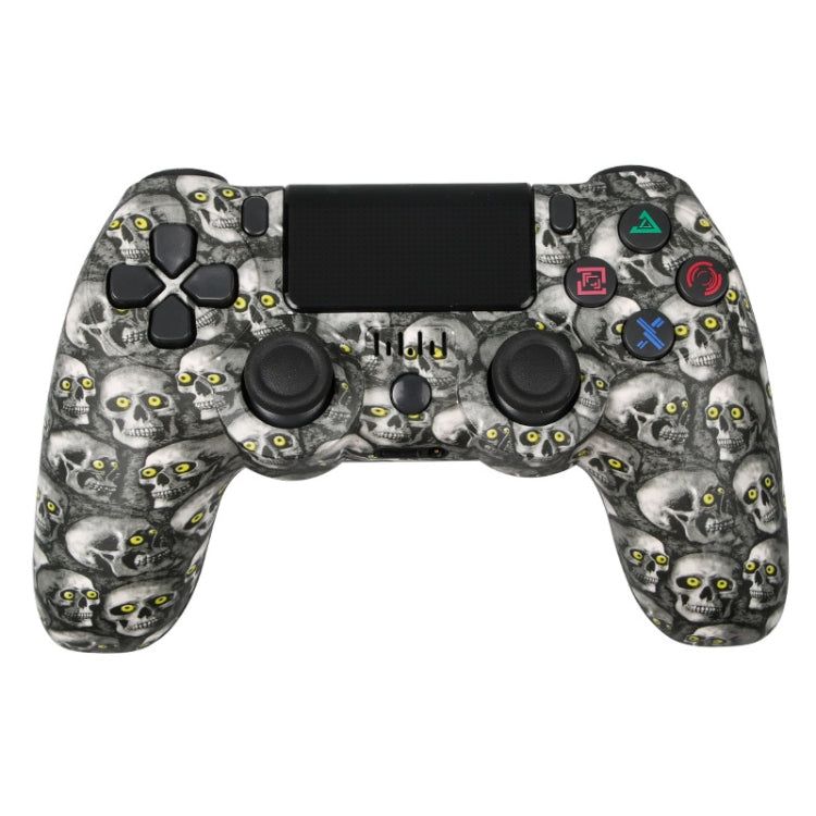 For PS4 Wireless Bluetooth Game Controller With Light Strip Dual Vibration Game Handle, White, Black, Red, Blue, Green, Rose Red, Letter, Line, Fire Ghost, Cartoon, Hulk, Skeleton, Gear, Lightning, Flame, Cloud, Burst, Wood Grain, Star Red