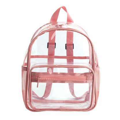 PVC Transparent Waterproof Backpack Student School Bag, Large Purple, Large Light Grey, Large Black, Small Pink, Small Black, Small Gray, Candy Color Black, Candy Color Green, Candy Colo Pink