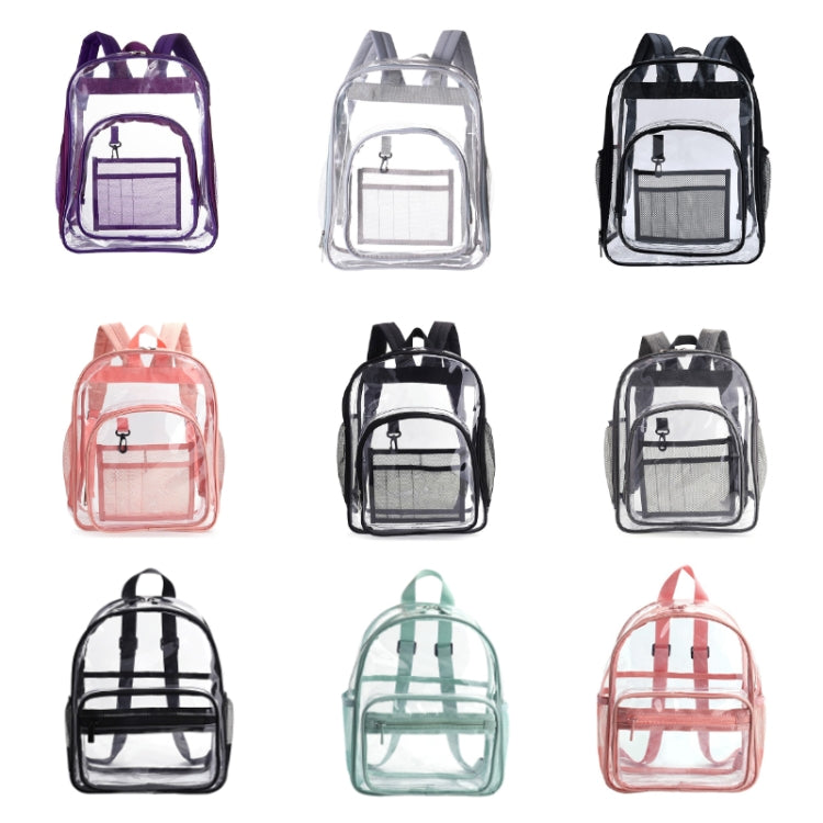 PVC Transparent Waterproof Backpack Student School Bag, Large Purple, Large Light Grey, Large Black, Small Pink, Small Black, Small Gray, Candy Color Black, Candy Color Green, Candy Colo Pink