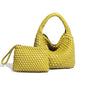 B988 PU Leather Hand-woven Handbag 2 in 1 Single-shoulder Messenger Bag