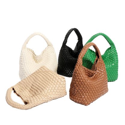 B988 PU Leather Hand-woven Handbag 2 in 1 Single-shoulder Messenger Bag