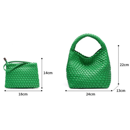 B988 PU Leather Hand-woven Handbag 2 in 1 Single-shoulder Messenger Bag