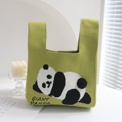 Spring and Summer Giant Panda Knitted Bag Large Capacity Cartoon Vest Style Handbag