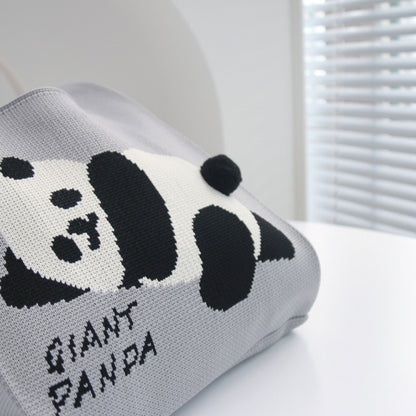 Spring and Summer Giant Panda Knitted Bag Large Capacity Cartoon Vest Style Handbag