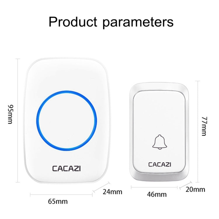 CACAZI A06-DC 1 to 2 Battery Smart Home Wireless Waterproof Doorbell, 1 to 2 (White), 1 to 2 (Black)