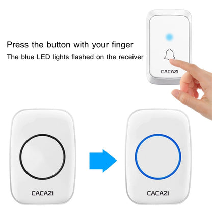 CACAZI A06-DC 1 to 2 Battery Smart Home Wireless Waterproof Doorbell, 1 to 2 (White), 1 to 2 (Black)