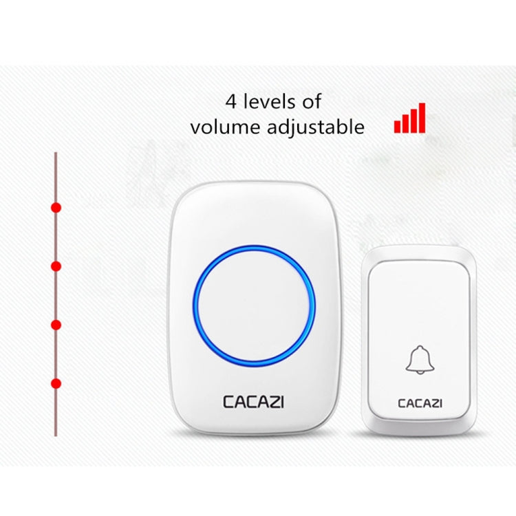 CACAZI A06-DC 1 to 2 Battery Smart Home Wireless Waterproof Doorbell, 1 to 2 (White), 1 to 2 (Black)