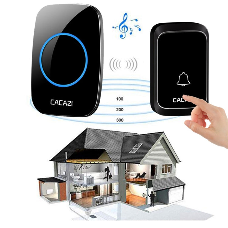 CACAZI A06-DC 1 to 2 Battery Smart Home Wireless Waterproof Doorbell, 1 to 2 (White), 1 to 2 (Black)