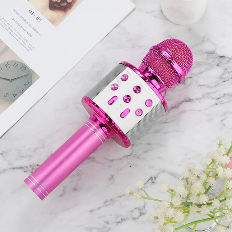 WS-858L LED Light Flashing Wireless Capacitance Microphone Comes With Audio Mobile Phone Bluetoon Live Microphone, WS-858L (Pink), WS-858L (Gold), WS-858L (Blue), WS-858L (Black), WS-858L (Rose Gold)