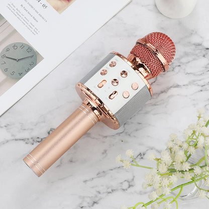 WS-858L LED Light Flashing Wireless Capacitance Microphone Comes With Audio Mobile Phone Bluetoon Live Microphone, WS-858L (Pink), WS-858L (Gold), WS-858L (Blue), WS-858L (Black), WS-858L (Rose Gold)