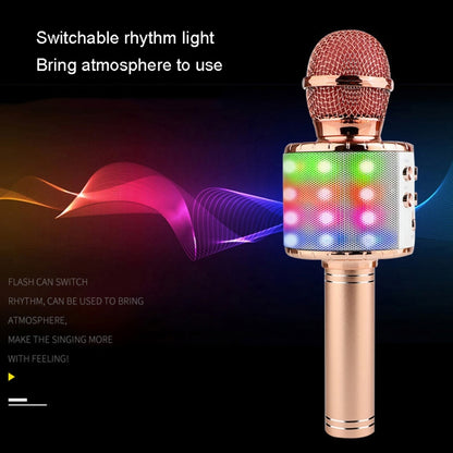 WS-858L LED Light Flashing Wireless Capacitance Microphone Comes With Audio Mobile Phone Bluetoon Live Microphone, WS-858L (Pink), WS-858L (Gold), WS-858L (Blue), WS-858L (Black), WS-858L (Rose Gold)