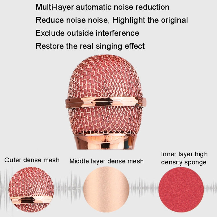 WS-858L LED Light Flashing Wireless Capacitance Microphone Comes With Audio Mobile Phone Bluetoon Live Microphone, WS-858L (Pink), WS-858L (Gold), WS-858L (Blue), WS-858L (Black), WS-858L (Rose Gold)