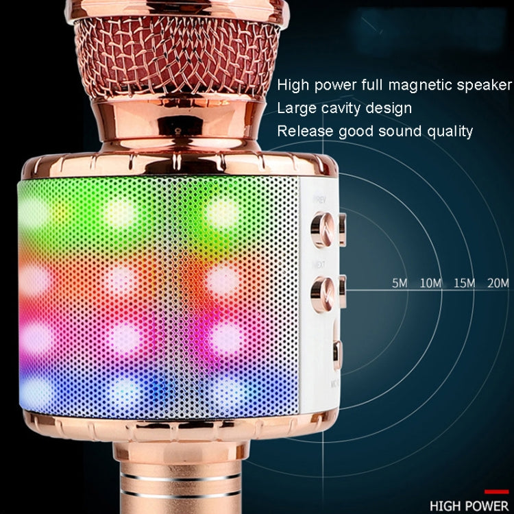 WS-858L LED Light Flashing Wireless Capacitance Microphone Comes With Audio Mobile Phone Bluetoon Live Microphone, WS-858L (Pink), WS-858L (Gold), WS-858L (Blue), WS-858L (Black), WS-858L (Rose Gold)