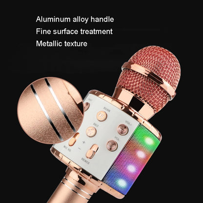 WS-858L LED Light Flashing Wireless Capacitance Microphone Comes With Audio Mobile Phone Bluetoon Live Microphone, WS-858L (Pink), WS-858L (Gold), WS-858L (Blue), WS-858L (Black), WS-858L (Rose Gold)