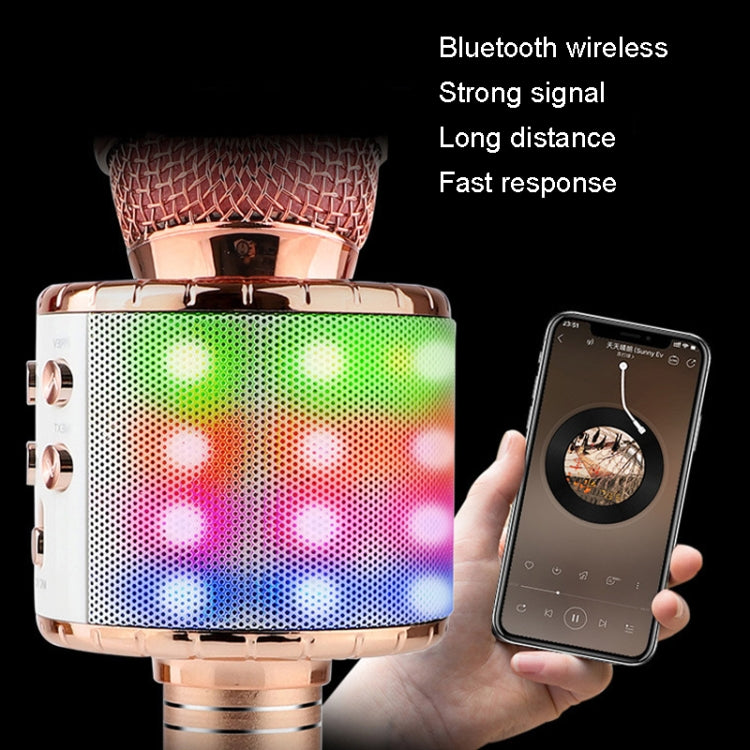 WS-858L LED Light Flashing Wireless Capacitance Microphone Comes With Audio Mobile Phone Bluetoon Live Microphone, WS-858L (Pink), WS-858L (Gold), WS-858L (Blue), WS-858L (Black), WS-858L (Rose Gold)