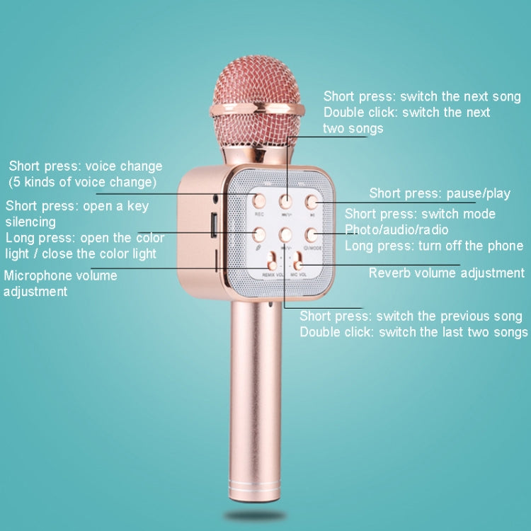 WS-1818 LED Light Flashing Microphone Self-contained Audio Bluetooth Wireless Microphone