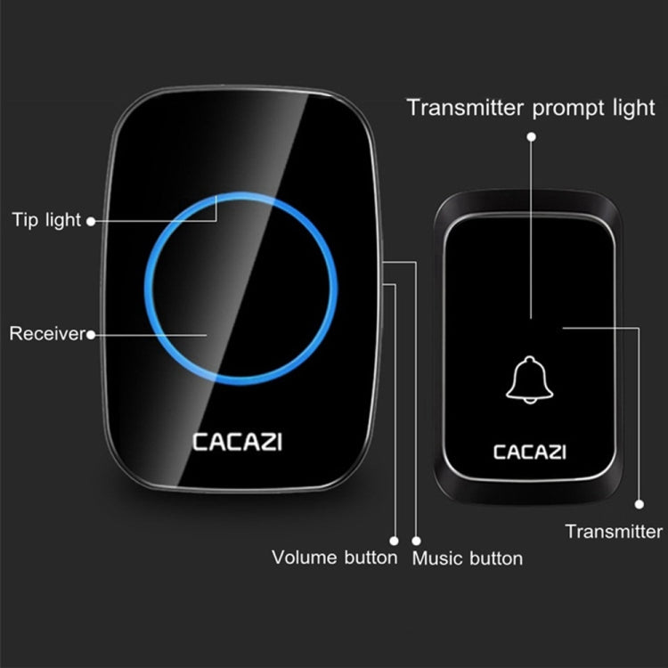 CACAZI A06-DC 1 To 1 Battery Type Smart Home Wireless Waterproof Music Doorbell